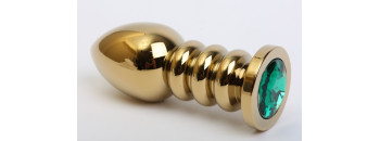 Пробка металл фигурная золото с зеленым стразом 10,3х3,8см 47424-6MM