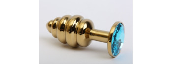Пробка металл 7,3х2,9см фигурная золото голубой страз 47425-1MM
