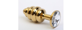 Пробка металл 7,3х2,9см фигурная золото прозрачный страз 47425-4MM