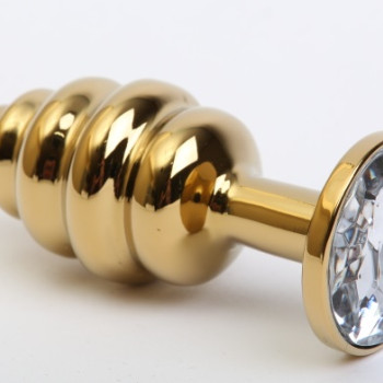 Пробка металл 7,3х2,9см фигурная золото прозрачный страз 47425-4MM