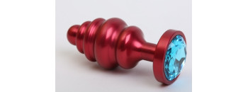 Пробка металл 7,3х2,9см фигурная красная голубой страз 47426-1MM