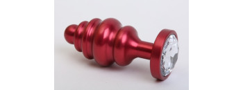 Пробка металл 7,3х2,9см фигурная красная прозрачный страз 47426-4MM