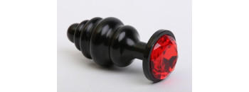 Пробка металл 7,3х2,9см фигурная черная красный страз 47427-2MM