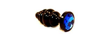 Пробка металл 7,3х2,9см фигурная черная синий страз 47427-3MM