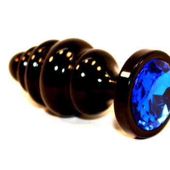 Пробка металл 7,3х2,9см фигурная черная синий страз 47427-3MM