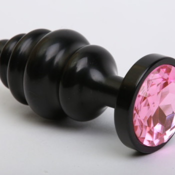 Пробка металл 7,3х2,9см фигурная черная розовый страз 47427-MM