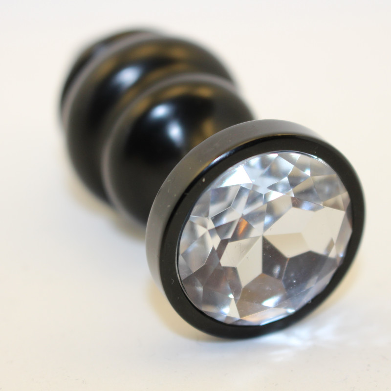 Пробка металл 7,3х2,9см фигурная черная прозрачный страз 47427-4MM