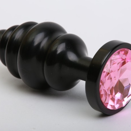 Пробка металл 7,3х2,9см фигурная черная розовый страз 47427-MM