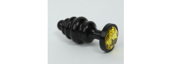 Пробка металл 7,3х2,9см фигурная черная желтый страз 47427-9MM