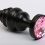 Пробка металл 7,3х2,9см фигурная черная розовый страз 47427-MM