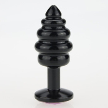 Пробка металл 7,3х2,9см фигурная черная красный страз 47427-2MM