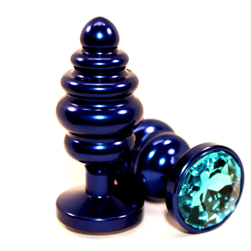 Пробка металл 7,3х2,9см фигурная синяя голубой страз 47428-1MM