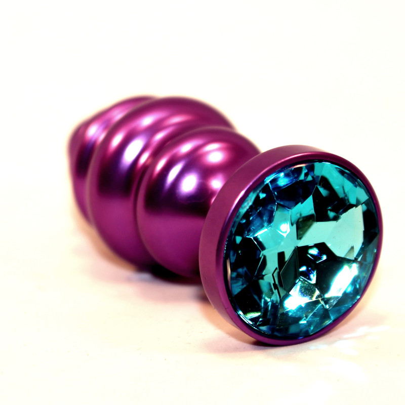 Пробка металл 7,3х2,9см фигурная фиолетовая голубой страз 47429-1MM