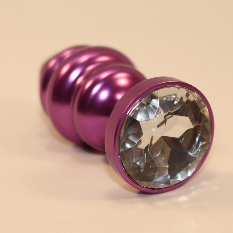 Пробка металл 7,3х2,9см фигурная фиолетовая прозрачный страз 47429-4MM