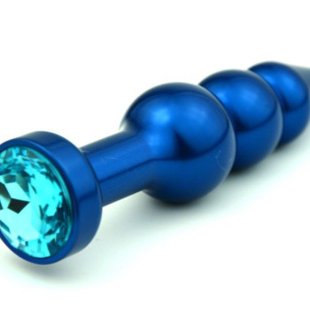 Пробка металл фигурная елочка синяя с голубым стразом 11,2х2,9см 47430-1MM