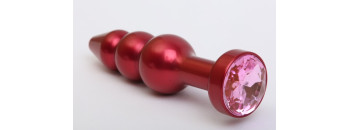 Пробка металл фигурная елочка красная с розовым стразом 47431-MM