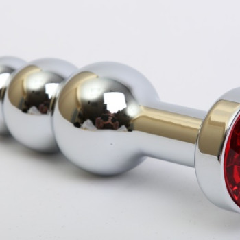 Пробка металл фигурная елочка серебро с красным стразом 11,2х2,9см 47435-2MM