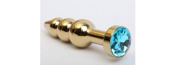 Пробка металл фигурная елочка золото с голубым стразом 11,2х2,9см 47436-1MM