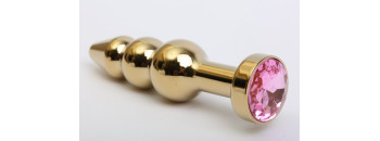 Пробка металл фигурная елочка золото с розовым стразом 11,2х2,9см 47436-MM