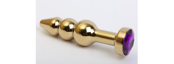 Пробка металл фигурная елочка золото с фиолетовым стразом 11,2х2,9см 47436-5MM