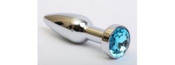 Пробка металл серебро с голубым стразом 11,2х2,9см 47437-1MM