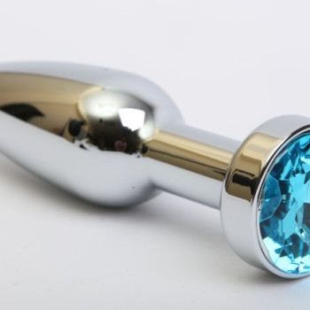 Пробка металл серебро с голубым стразом 11,2х2,9см 47437-1MM