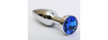 Пробка металл серебро с синим стразом 11,2х2,9см 47437-3MM