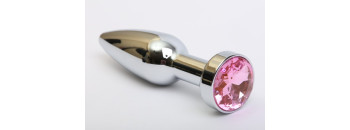 Пробка металл серебро с розовым стразом 11,2х2,9см 47437-MM