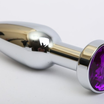 Пробка металл серебро с фиолетовым стразом 11,2х2,9см 47437-5MM