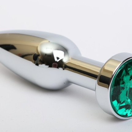 Пробка металл серебро с зеленым стразом 11,2х2,9см 47437-6MM