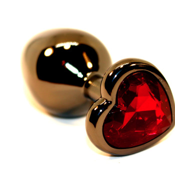 Пробка анальная черная 7,5х2,8см с сердечком красный страз 47438-2MM