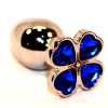 Пробка анальная металл 7,5х2,8см с сердечком синий страз 47439-3MM