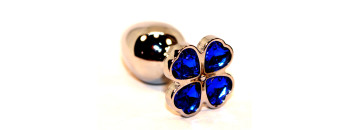 Пробка анальная металл 7,5х2,8см с сердечком синий страз 47439-3MM