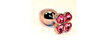 Пробка анальная металл 7,5х2,8см с сердечком розовый страз 47439-MM