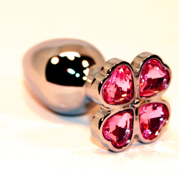 Пробка анальная металл 7,5х2,8см с сердечком розовый страз 47439-MM