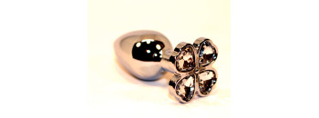 Пробка анальная металл 7,5х2,8см с сердечком прозрачный страз 47439-4MM