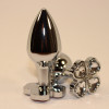 Пробка анальная металл 7,5х2,8см с сердечком прозрачный страз 47439-4MM