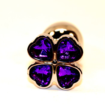 Пробка анальная металл 7,5х2,8см с сердечком фиолетовый страз 47439-5MM