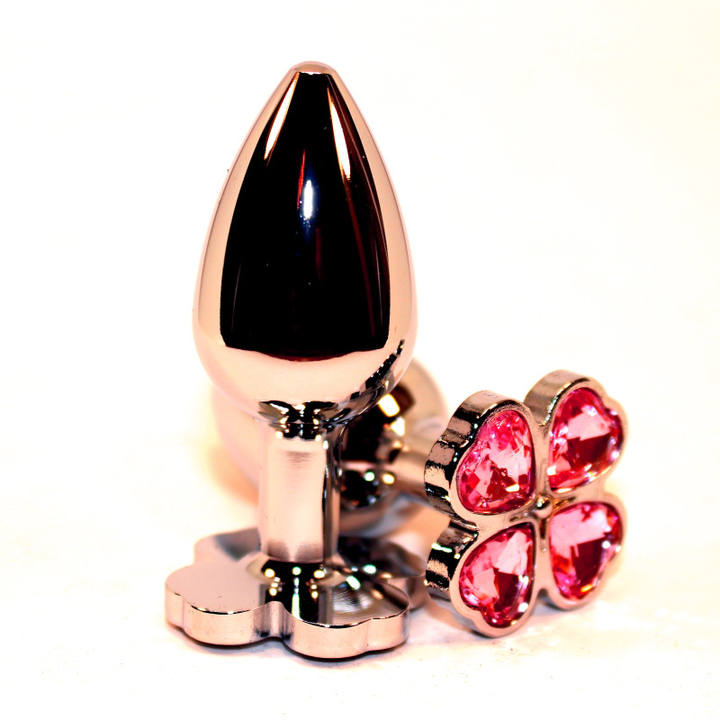 Пробка анальная металл 7,5х2,8см с сердечком розовый страз 47439-MM
