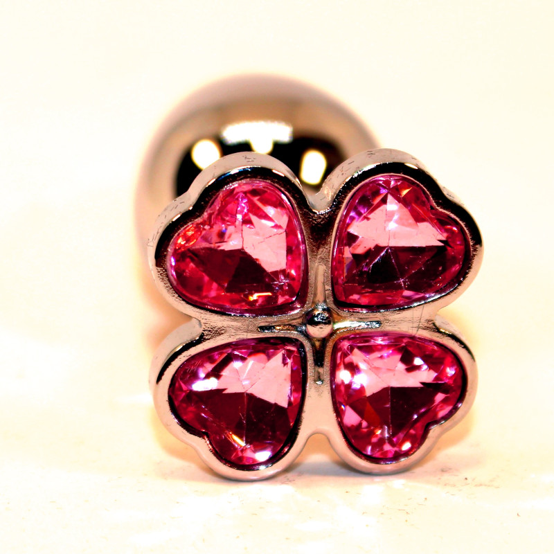 Пробка анальная металл 7,5х2,8см с сердечком красный страз 47439-2MM