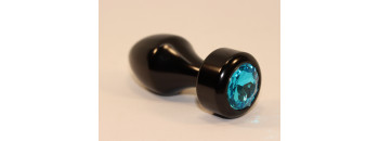 Анальная пробка металл черная с голубым стразом 7,8х2,9см 47440-1MM