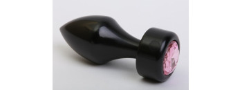 Анальная пробка металл черная с розовым стразом 47440-MM