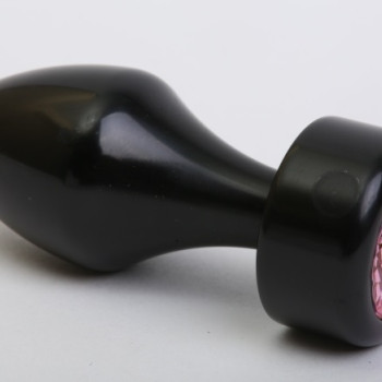 Анальная пробка металл черная с розовым стразом 47440-MM