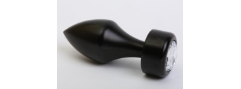 Анальная пробка металл черная с прозрачным стразом 7,8х2,9см 47440-4MM