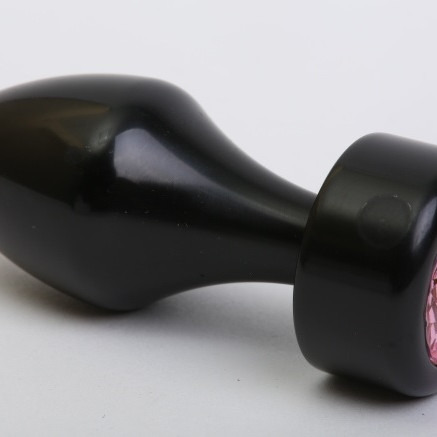 Анальная пробка металл черная с розовым стразом 47440-MM