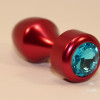 Анальная пробка металл красная с голубым стразом 7,8х2,9см 47441-1MM