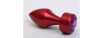 Анальная пробка металл красная с фиолетовым стразом 7,8х2,9см 47441-5MM