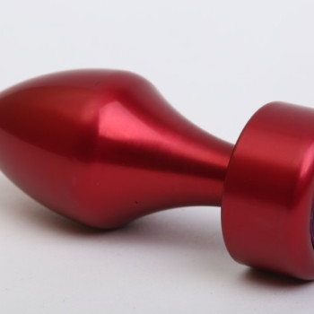 Анальная пробка металл красная с фиолетовым стразом 7,8х2,9см 47441-5MM