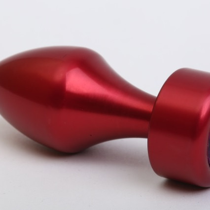 Анальная пробка металл красная с фиолетовым стразом 7,8х2,9см 47441-5MM