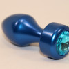 Анальная пробка металл синяя с голубым стразом 7,8х2,9см 47442-1MM